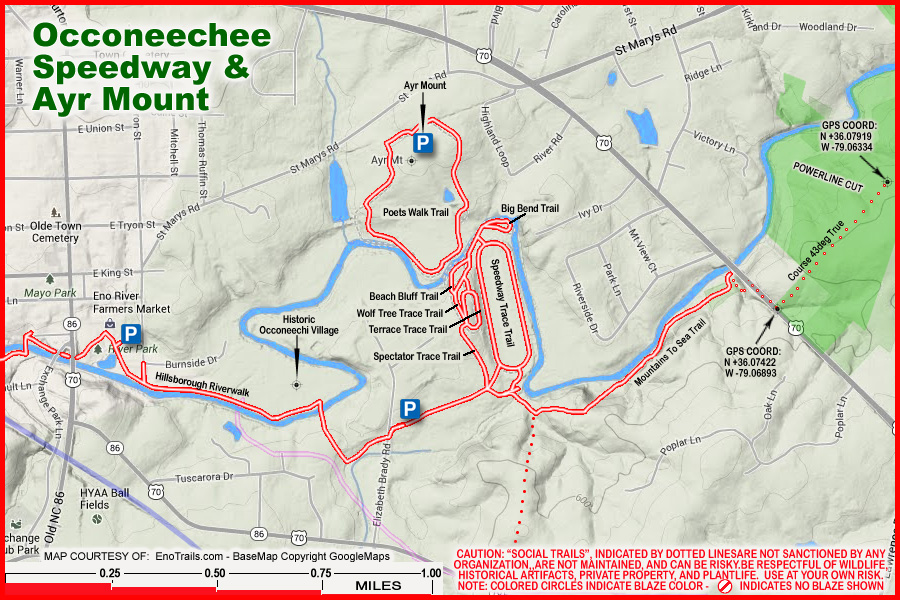 Map of this Eno River Trail